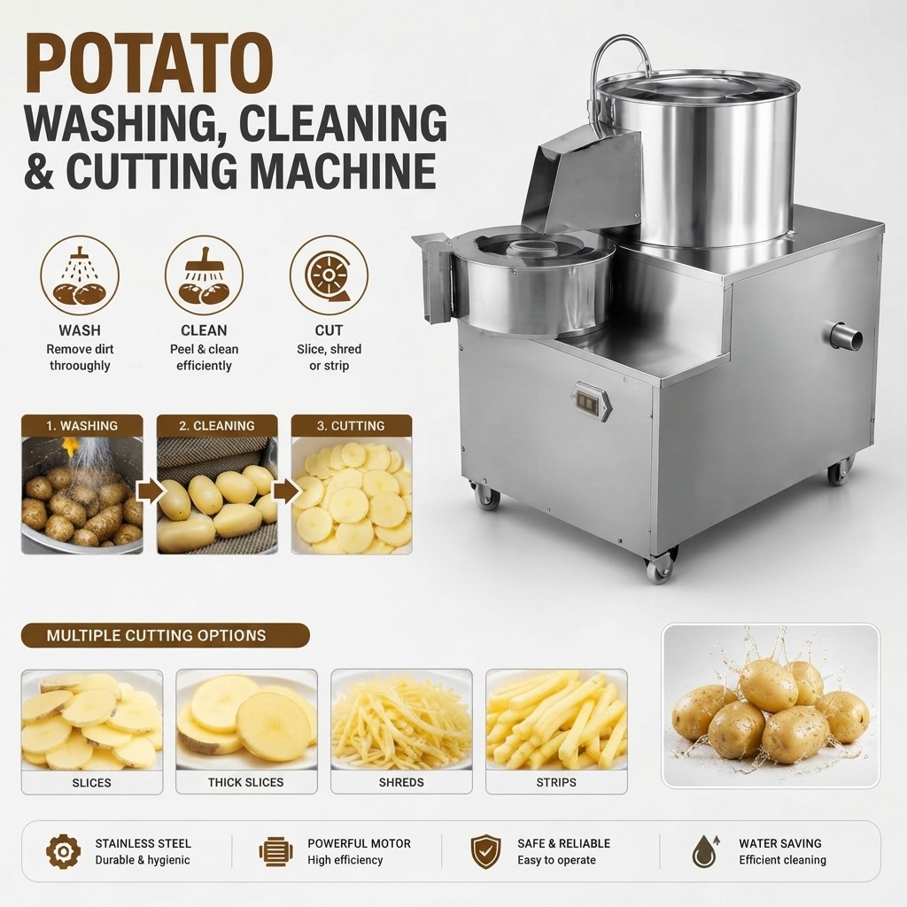 Potato Washing, Cleaning and Cutting Machine - Your Equipment Suppliers
