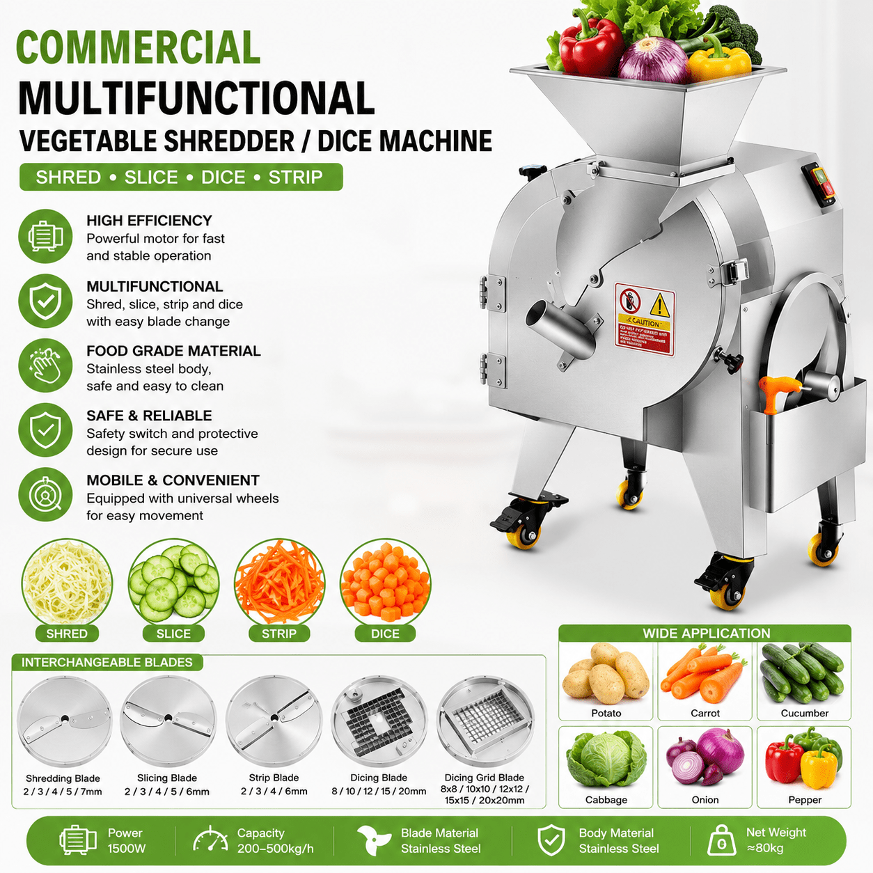 Commercial Multifunctional Vegetable Shredder