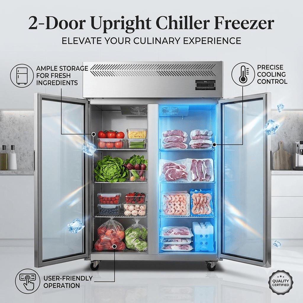 2 Door Upright Chiller Freezer- Your Equipment Suppliers