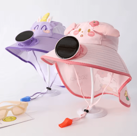 kids solar powered fan hats