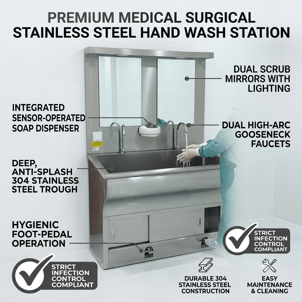 Medical Surgical Stainless Steel Hand Wash Station
